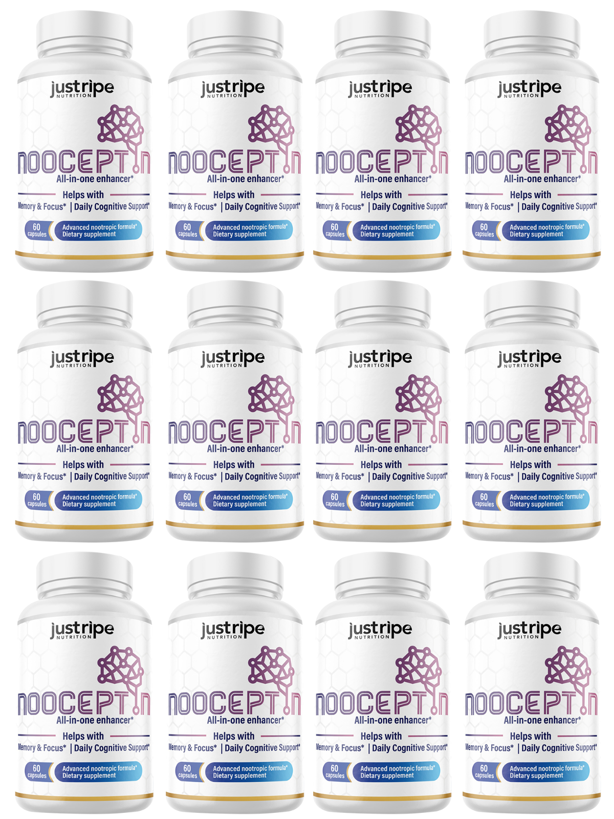 12 Pack Nooceptin - Cognitive Enhancer Capsules for Cognition and Focus